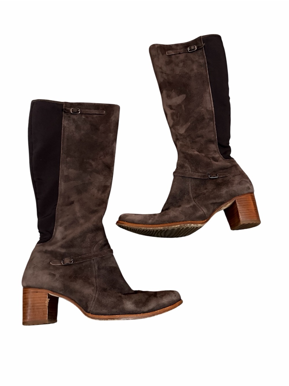Timberland Brown Suede Mid-Calf Block Heel Boots